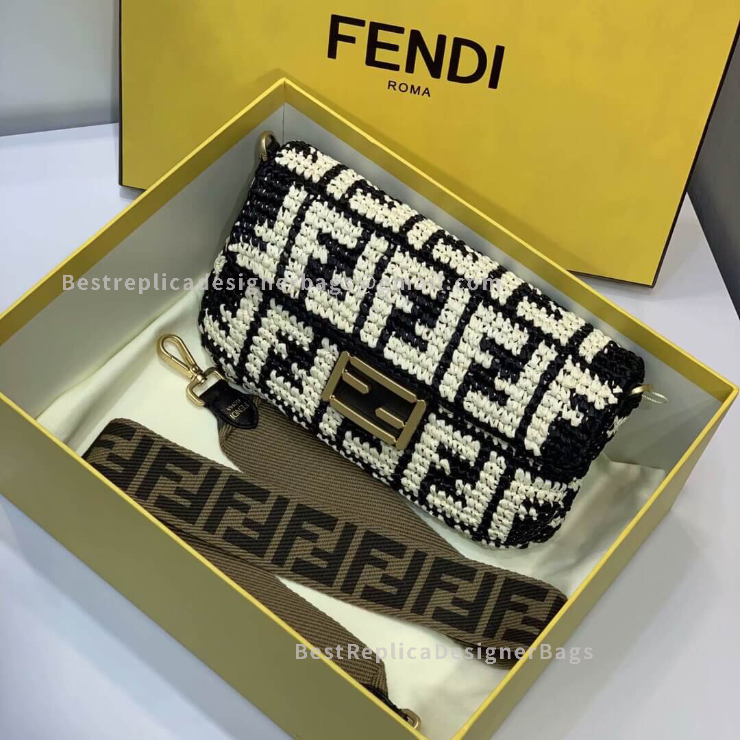 Fendi Baguette Black Weaving Bag GHW 0190
